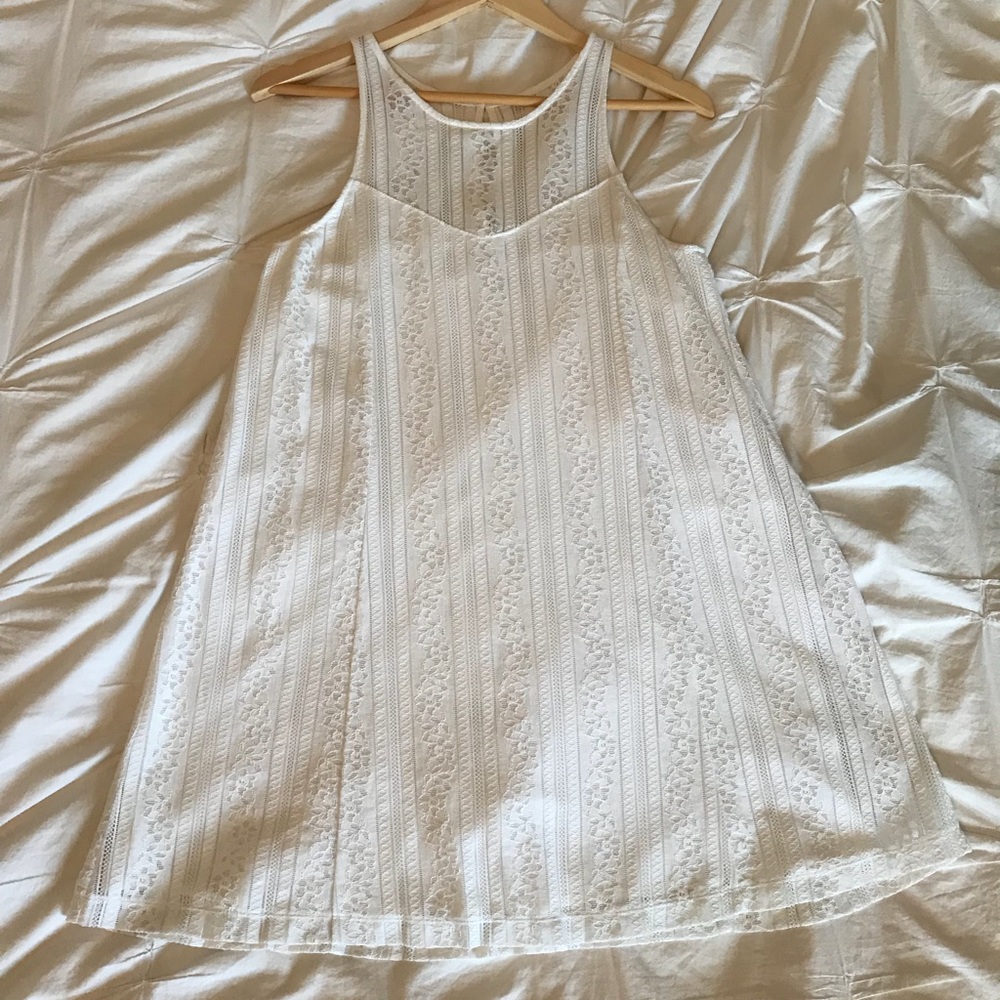 High Neck White Lace Dress